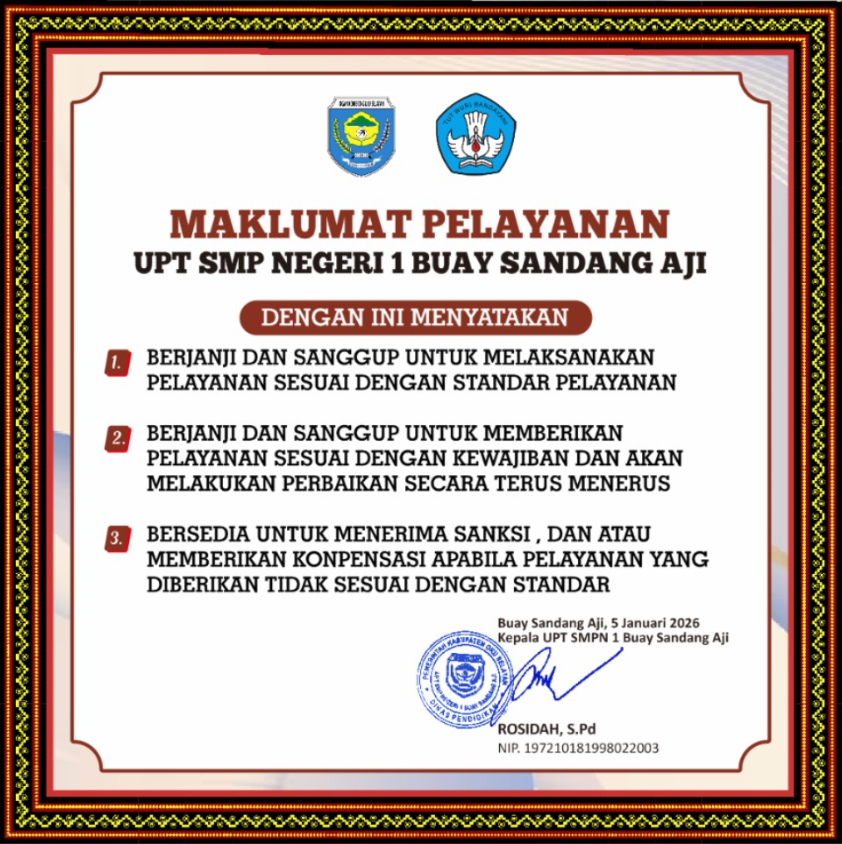 Maklumat Pelayanan SMPN 1 BSA